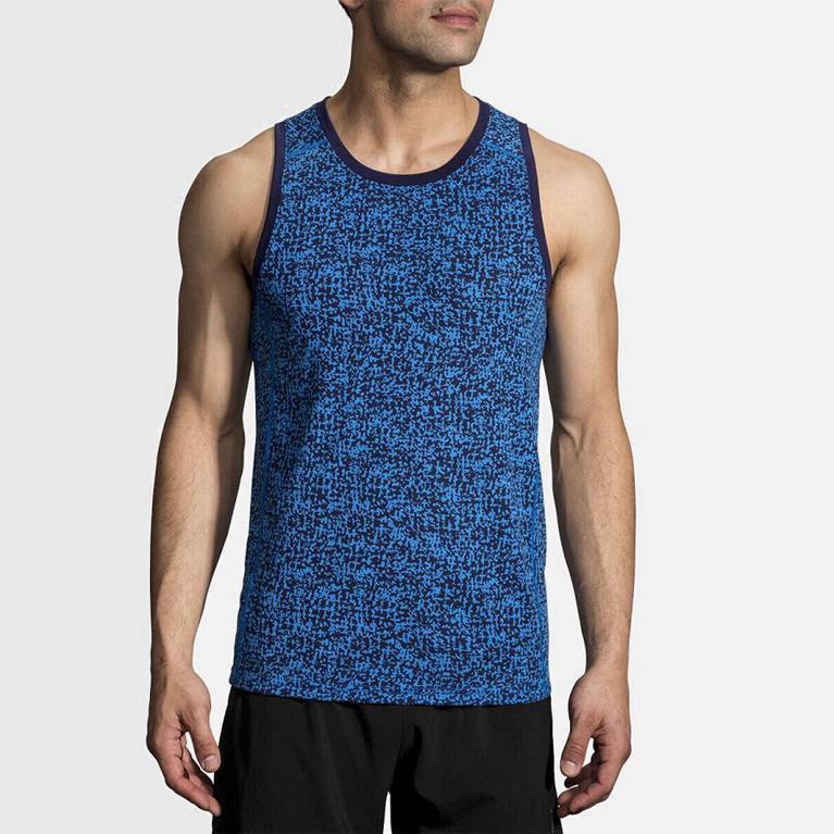 Brooks Distance Israel - Men's Running Tank Top - Blue (26385-NGJZ)